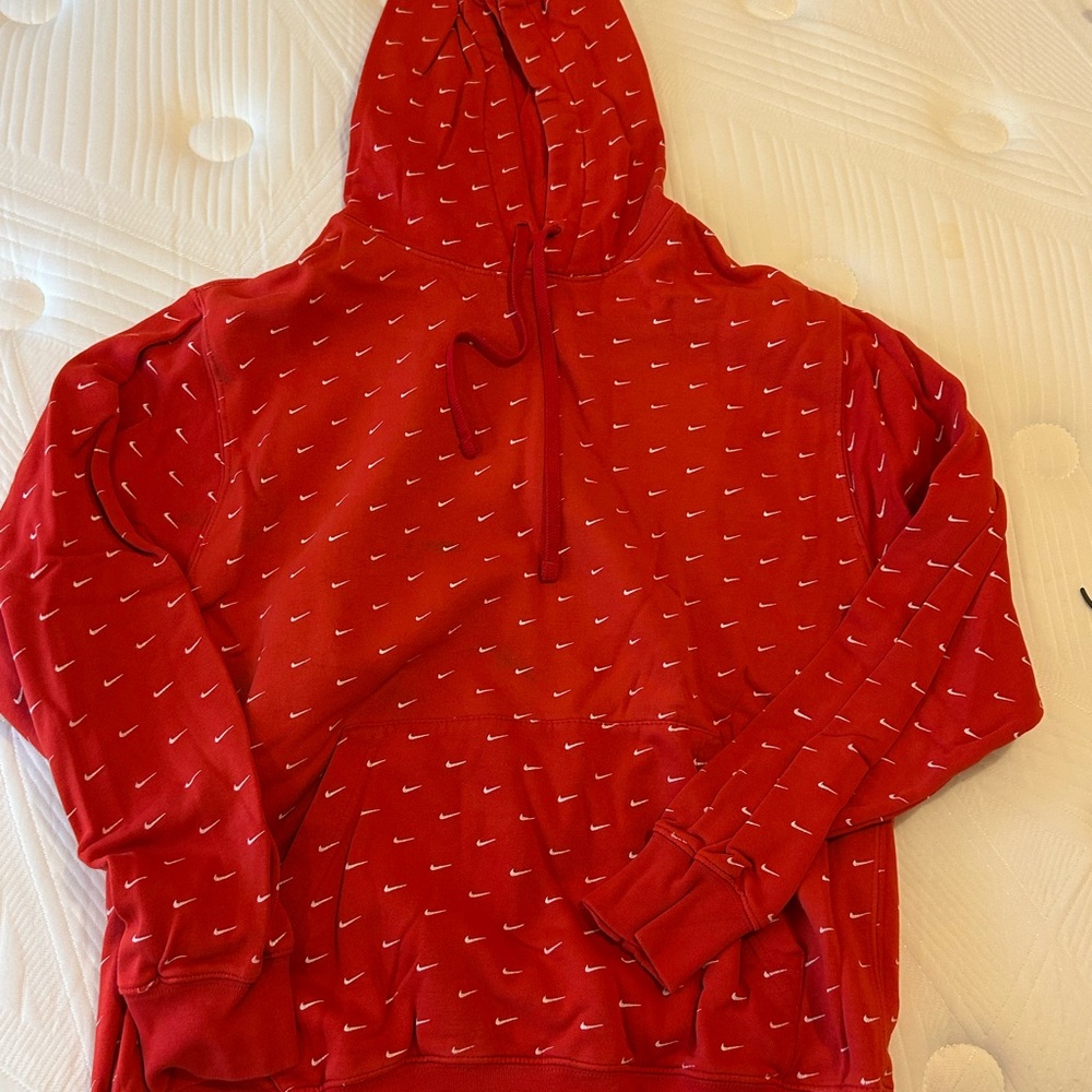 Nike Men's Red Patterned Hoodie